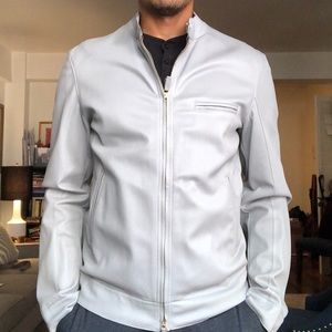 Giorgio Armani Mens Lamb Skin Leather Zipup Jacket